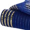 Navy Blue and Gold 10" Fine Weave Deco Poly Mesh with Metallic Laser Foil Stripes - Fabric Ribbon for Wreaths, Bows, Crafts, and Party Decorations